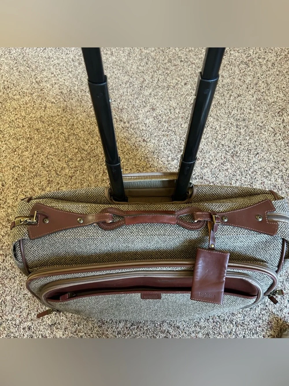 Vintage Hartmann Tweed Roller Rolling Garment Luggage Bag -Locks Strap Paperwork